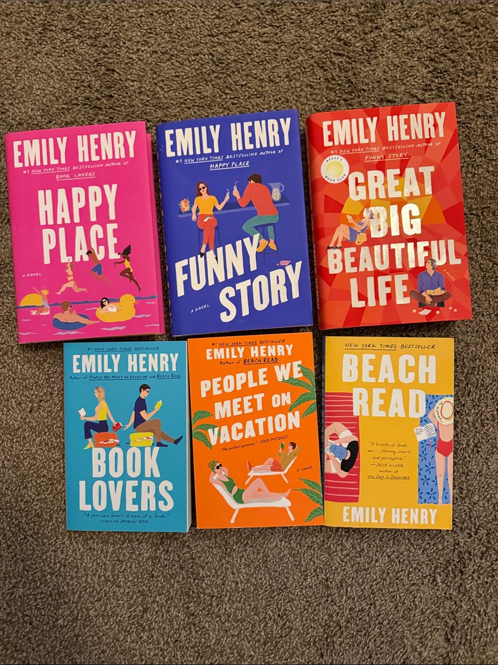 Emily Henry Paperback Book Set - Pink, Blue, Red, Teal, Orange, Yellow Covers - Picture 2 of 2